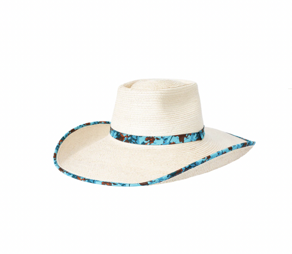 Sunbody Hat Ava Standard Palm Leaf Brim Compressed Turquoise