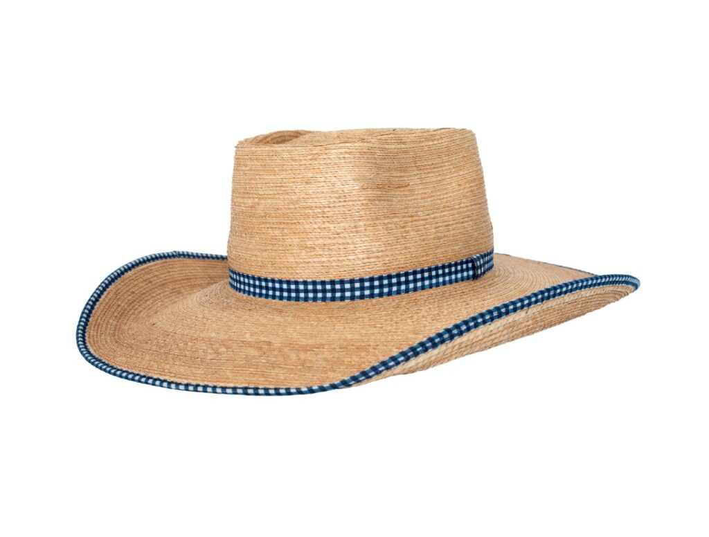 Sunbody Hat Ava Oak Palm Leaf Navy Gingham Check Pakenham Western