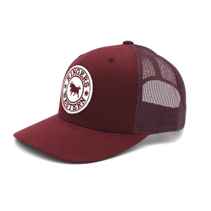 Ringers Western Signature Bull Trucker Cap Burgundy with White Patch ...