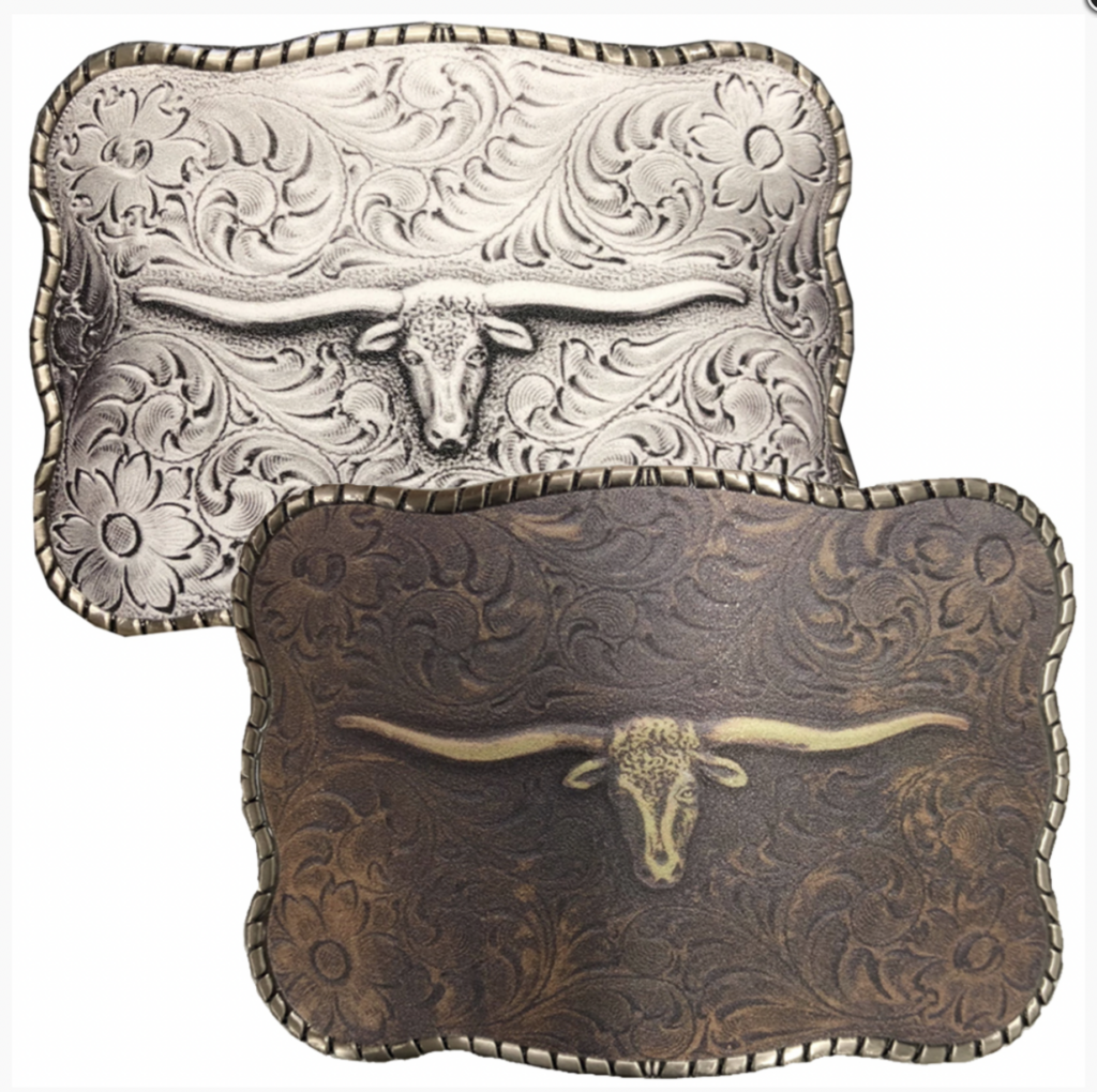 Brigalow Longhorn Belt Buckle Rose Gold Trim Silver/Antique TB2903 ...