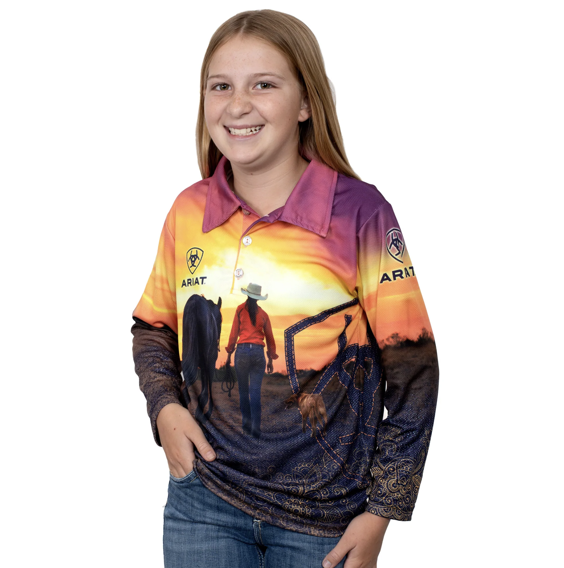 Ariat Girl's Fishing Shirt Western Sunset 3002CLSP