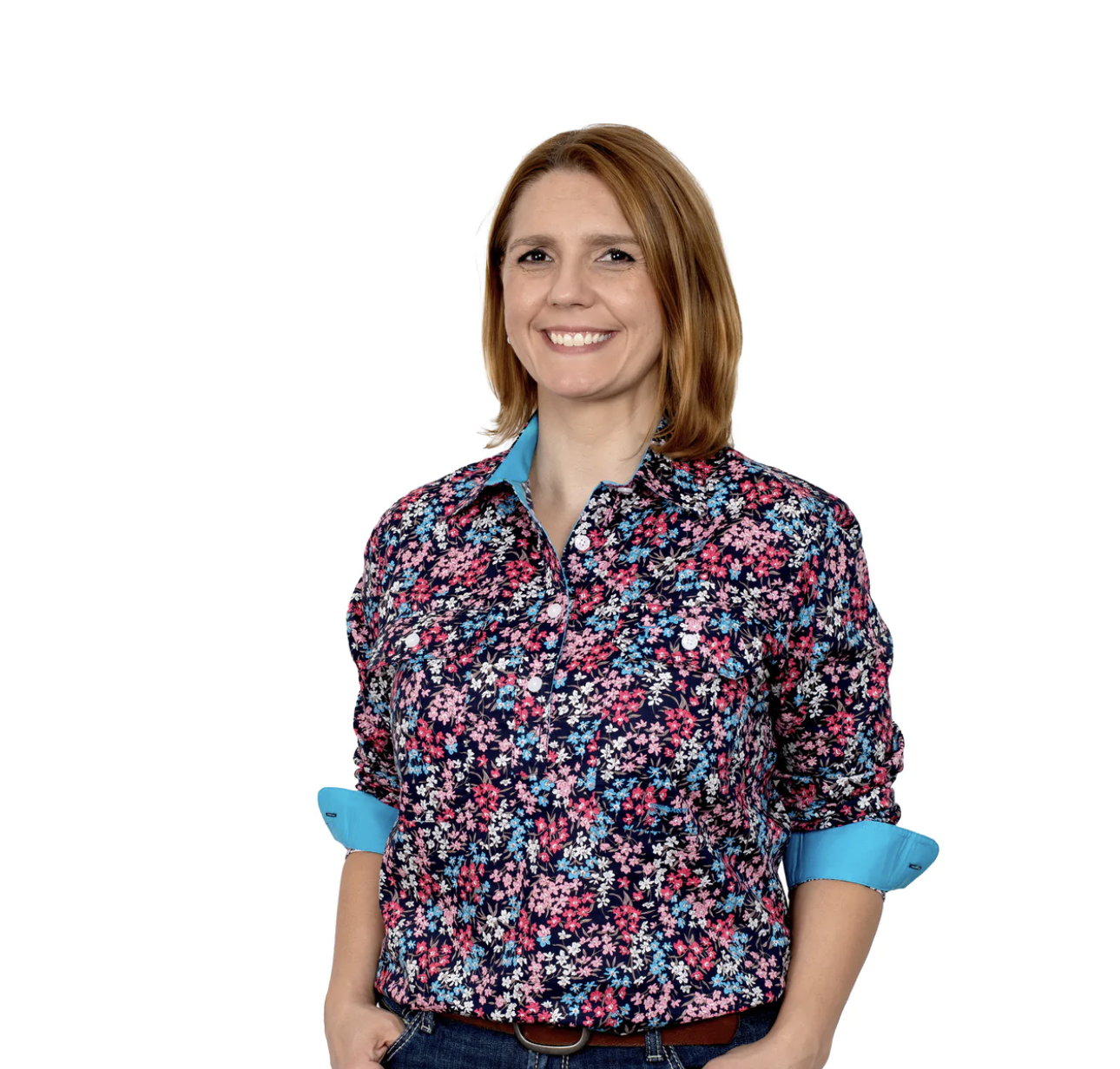 Just Country Women's Work Shirt 'Georgie' Print 100% Cotton 1/2 Button ...