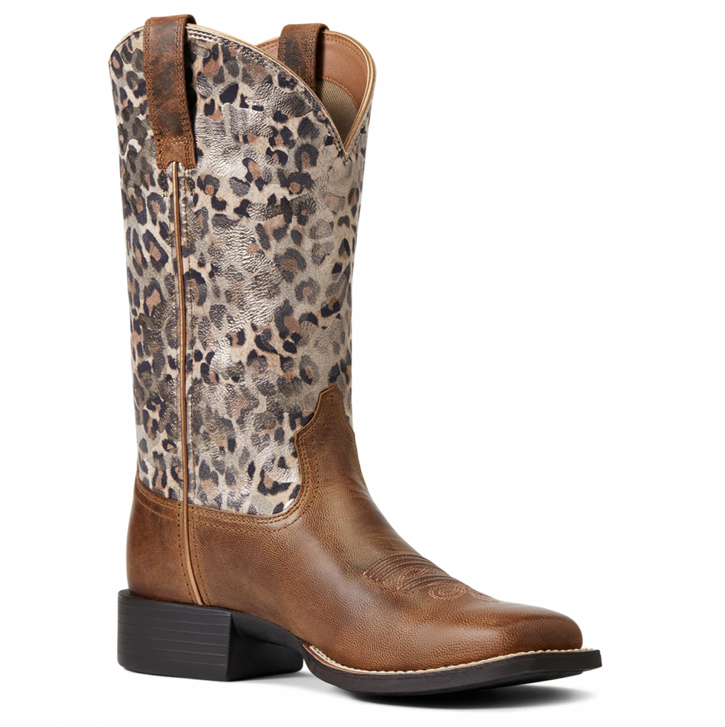 Ariat Women's Boots 'Round Up WST' Pearl Brown/Metallic Leopard ...